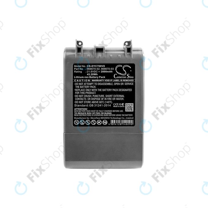 Batteria per Dyson V7, 968670-02, 968670-03, Li-Ion, 2000mAh, 21.6V, HQ