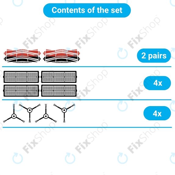 Set di ricambi per iRobot Roomba 500, 600-series (2 paia di spazzole principali, 4x filtro, 4x spazzola laterale)