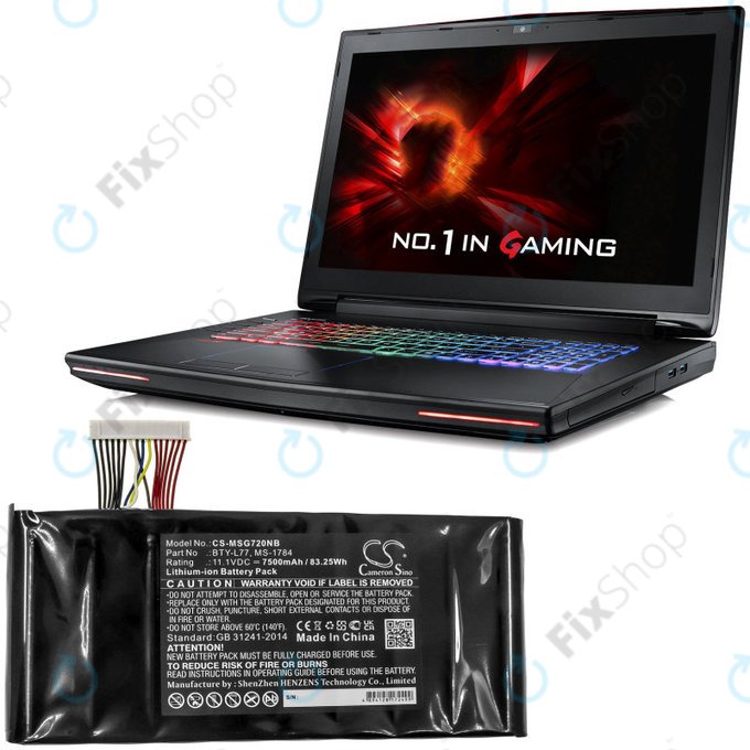 Batteria per MSI GT72, MSI WT72, BTY-L77, Li-Ion, 7500mAh, 11.1V, HQ