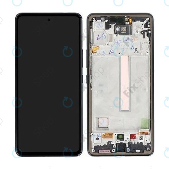 Schermo per Samsung A53 5G A536B, Awesome Black, Vetro touch con cornice, GH82-28024A, GH82-28025A, Genuine Service Pack