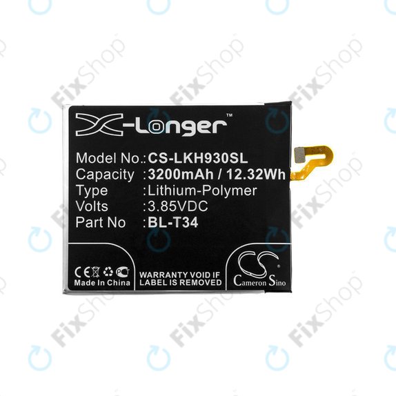 Batteria per LG H930, V30, V35, BL-T34, Li-Pol, 3.85V, 3200mAh, HQ
