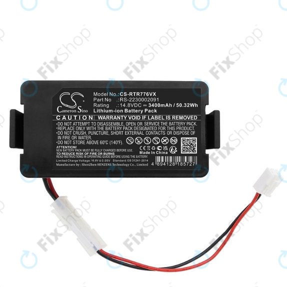 Batteria per Rowenta RR7774, RR7755, Tefal RG7765, RS-2230002091, Li-Ion, 3400mAh, 14.8V, HQ