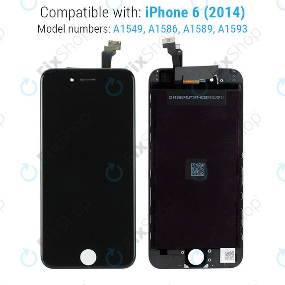 Schermo per iPhone 6, Black, Vetro touch con cornice, Refurbished