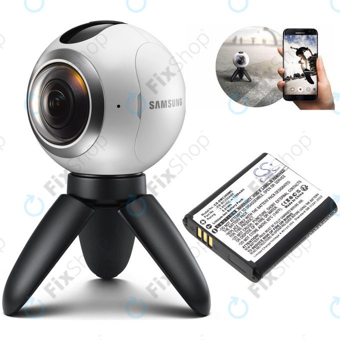 Batteria per Samsung Gear 360, EB-BC200ABE, Li-Ion, 1300mAh, 3.85V, HQ