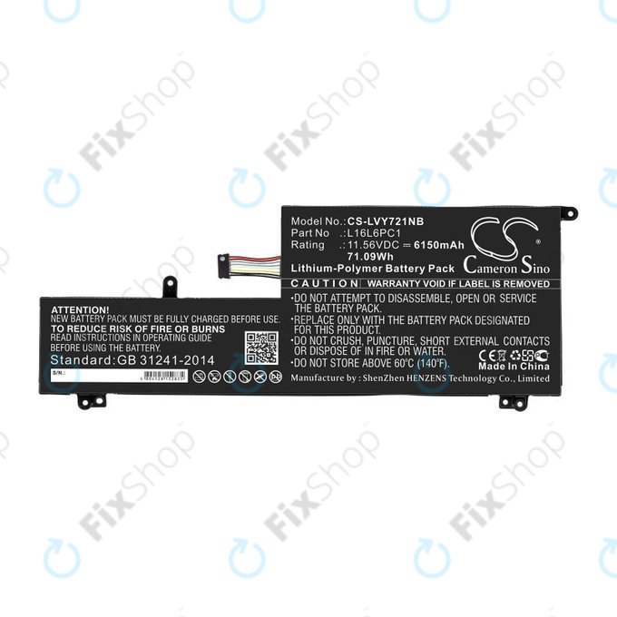 Batteria per Lenovo Yoga 720-15, L16L6PC1, Li-Pol, 6150mAh, 11.56V, HQ