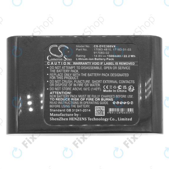 Batteria per Dyson DC30, DC35, 17083-4810, 17183-01-03, 917083-02, Li-Ion, 1500mAh, 14.8V, HQ