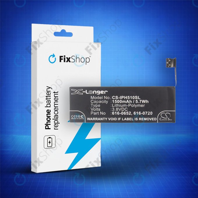 Batteria per iPhone 5S, 5C, 616-0652, 616-0720, 1500mAh, HQ