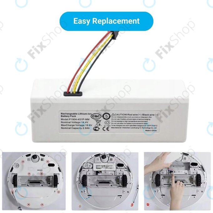 Batteria per Xiaomi Mi Robot Vacuum Mop (Mijia 1C), STYTJ01ZHM, Li-Ion, 2600mAh, 14.4V