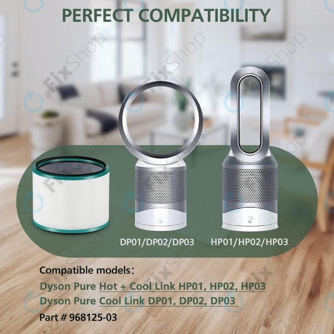 Filtro HEPA per Dyson Pure Hot + Cool-seriess, Pure Cool Desk-seriess (Activated carbon), Green