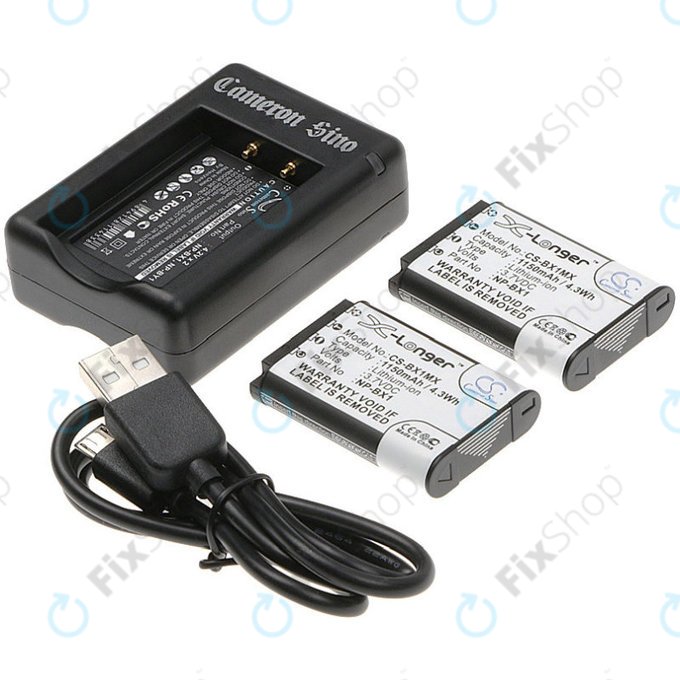 Batteria per Sony Cyber-shot DSC-RX100, Cyber-shot DSC-WX300B, 1150mAh, Li-Ion, 7.4V, NP-BX1, 2pz con caricabatterie, HQ