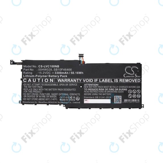 Batteria per Lenovo X1, 00HW028, Li-Pol, 3300mAh, 15.2V, HQ