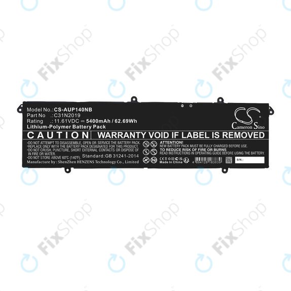 Batteria per Asus VivoBook Pro 14, 14X, 15 OLED, C31N2019, Li-Pol, 5400mAh, 11.61V, HQ