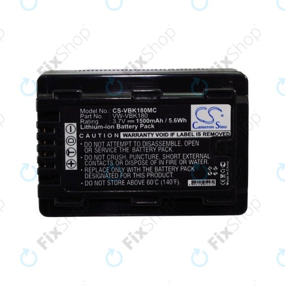 Batteria per Panasonic HDC, HC a SDR, VW-VBK180, Li-Ion, 1500mAh, 3.7V, HQ
