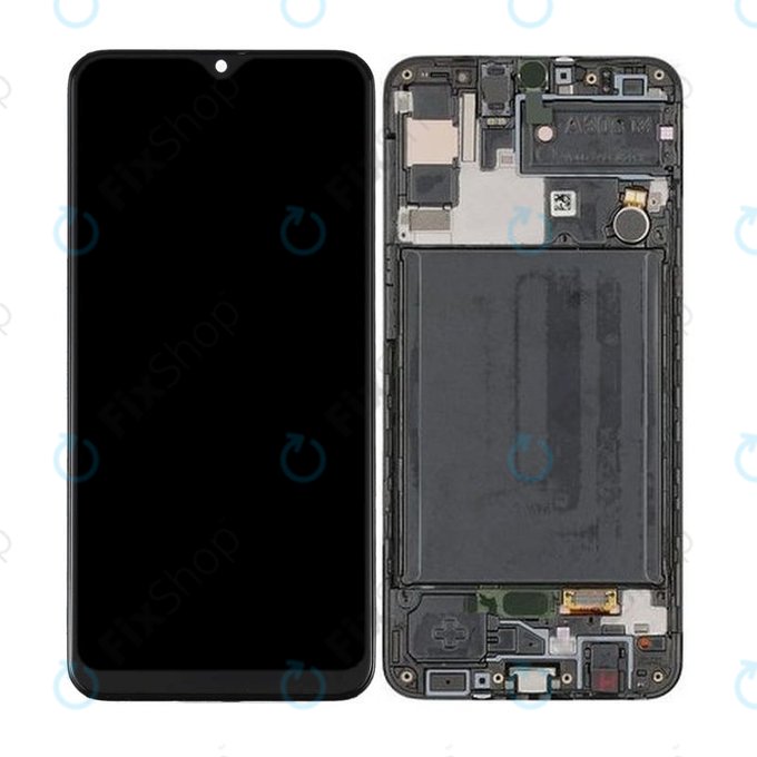 Schermo OLED per Samsung A30s A307F, Prism Crush Black, Vetro touch con cornice