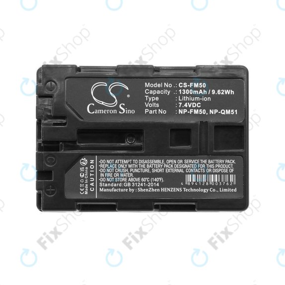 Batteria per Sony CCD-TR108, Cyber-shot DSC-S50, NP-QM51, Li-Ion, 1300mAh, 7.4V, HQ