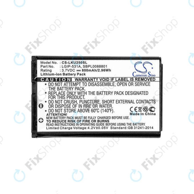 Batteria per LG T500, LGIP-531A, Li-Ion, 3.7V, 800mAh, HQ