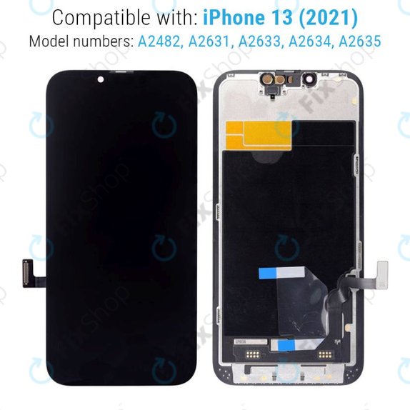 Schermo per iPhone 13, Vetro touch con cornice, Refurbished