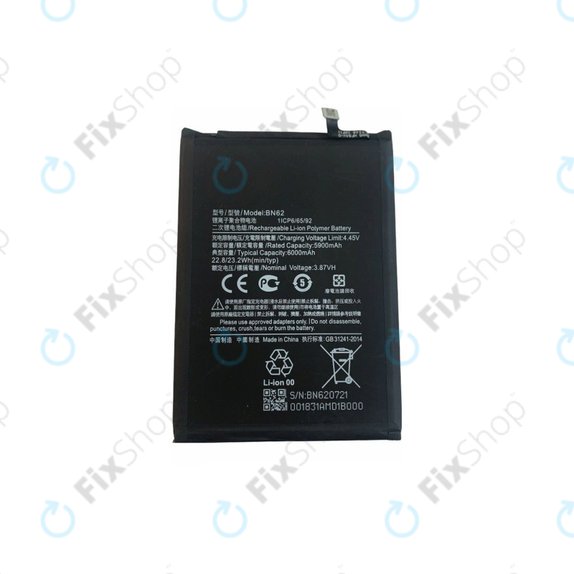 Batteria per Xiaomi Redmi 9T, BN62, 6000mAh