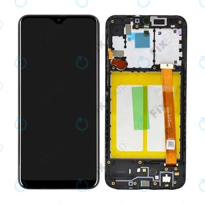Schermo per Samsung A20e A202F, Black, Vetro touch con cornice, GH82-20229A, GH82-20186A, Genuine Service Pack