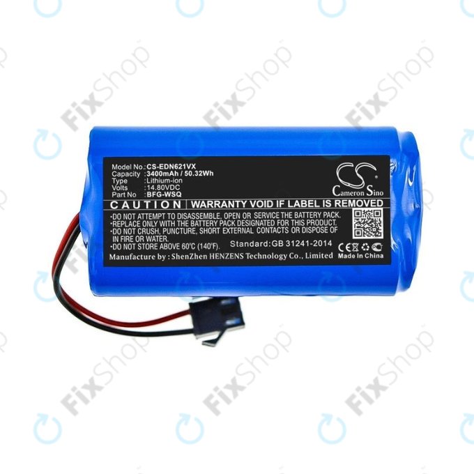 Batteria per Ecovacs Deebot N79, N79S, Eufy RoboVac-seriess, Proscenic 850-seriess, BFG-WSQ, ICR18650-26J-4S1P, UR18650ZY-4S1P-AAM, Li-Ion, 3400mAh, 14.4V, HQ