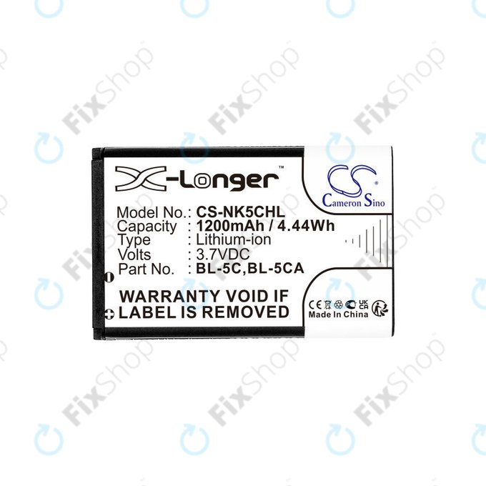 Batteria per Nokia 1208, 1110, 2310, BL-5C, Li-Ion, 3.7V, 1200mAh, HQ