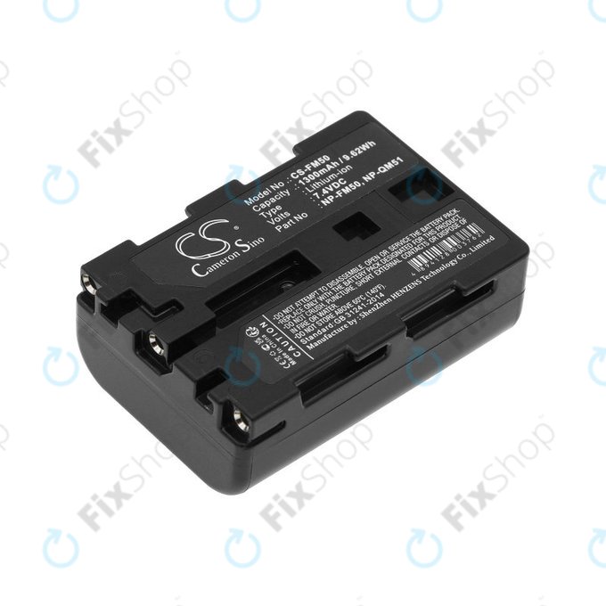 Batteria per Sony CCD-TR108, Cyber-shot DSC-S50, NP-QM51, Li-Ion, 1300mAh, 7.4V, HQ
