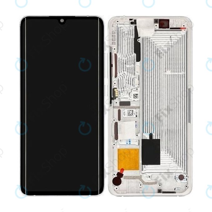 Schermo per Xiaomi Mi Note 10, Mi Note 10 Pro, Glacier White, Vetro touch con cornice, 56000200F400, Genuine Service Pack