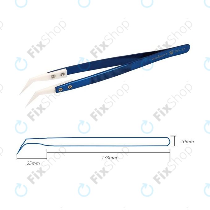 Pinzetta ceramica di precisione resistente al calore con punta curva, Mechanic CF-17