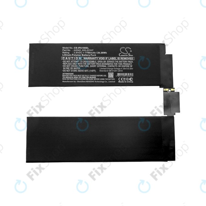 Batteria A2042 per Apple iPad Pro 11.0" (1st Gen 2018), 020-02507, 7700mAh, HQ