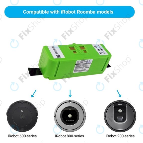 Batteria per iRobot Roomba 600, 800, 900-seriess, 4502233, 4374392, 2130LI, Li-Ion, 5200mAh, 14.4V, HQ