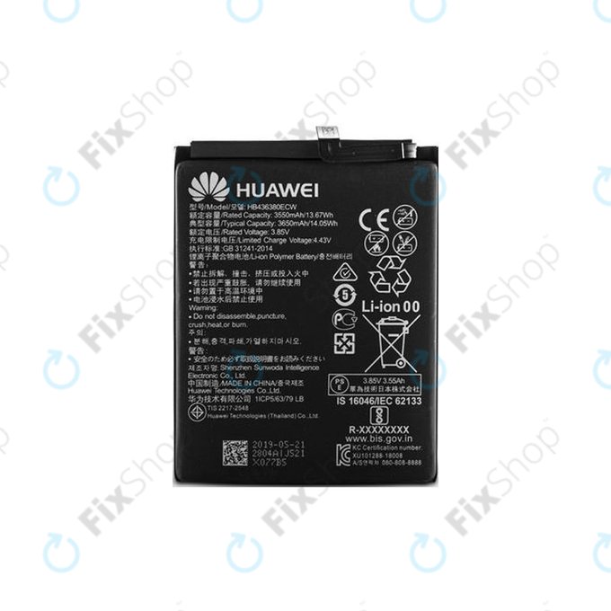 Batteria per Huawei P30, HB436380ECW, 24022804, 3650mAh, Genuine Service Pack