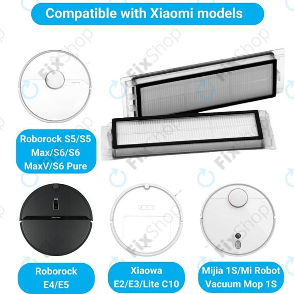 Filtro HEPA per Xiaomi RobGoldck S5, S5 Max, S6, S6 MaxV, S6 Pure, E4, E5, Mijia 1S, Mi Robot Vacuum Mop 1S, Xiaowa E2, E3, Lite C10 (2 pezzi)