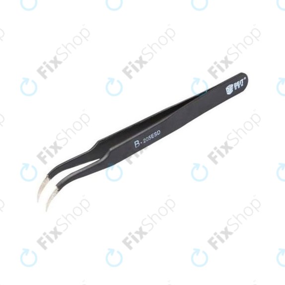 Pinzetta metallica ESD con punta curva 117 mm, Best B-205ESD