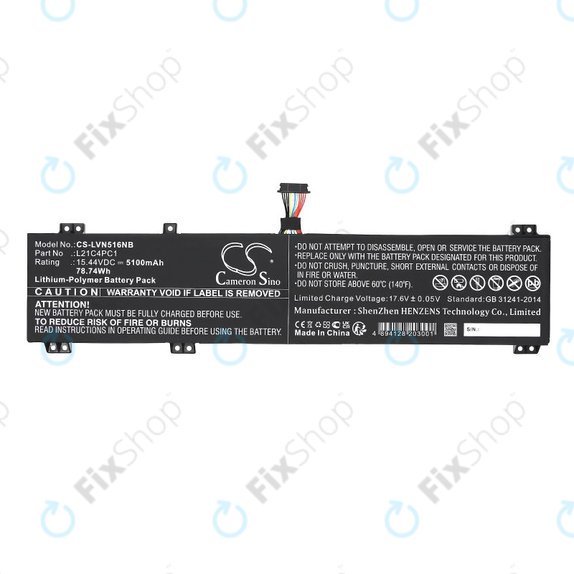 Batteria per Lenovo Legion 5 15ARH7H, 82RD0002SB, L21C4PC1, Li-Pol, 5100mAh, 15.44V, HQ