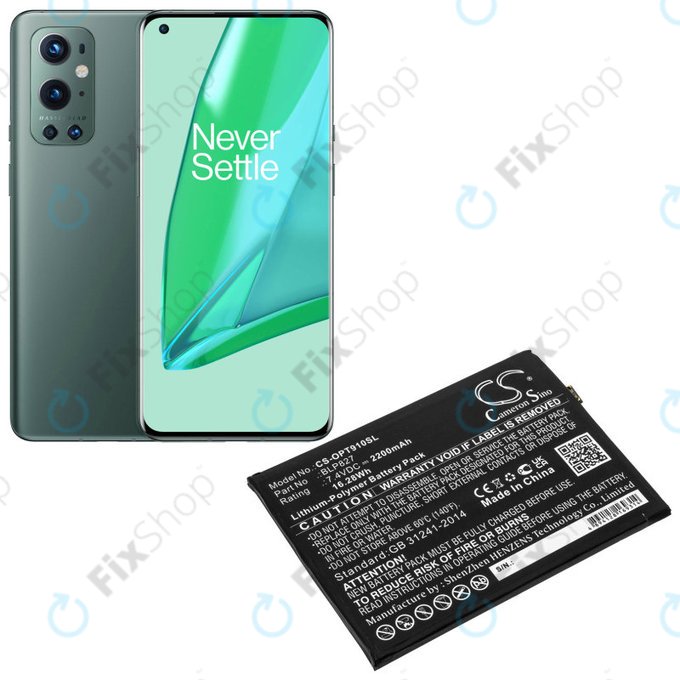 Batteria per OnePlus 9 Pro LE2121 LE2125, 2200mAh, Li-Pol, 7.4 V, BLP827, HQ
