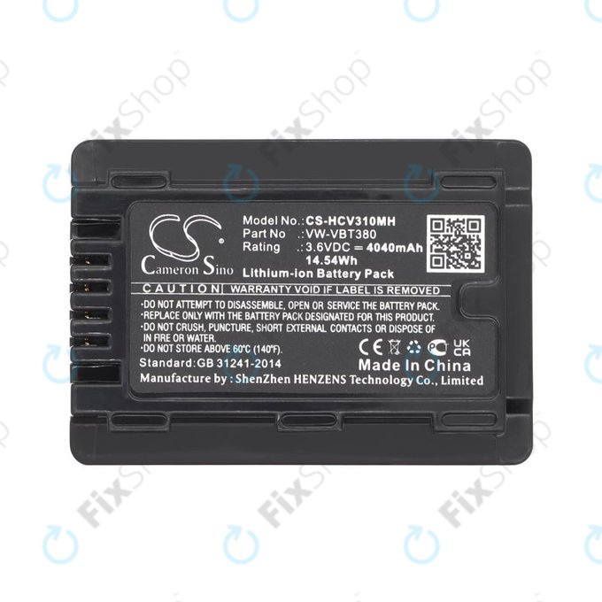 Batteria per Panasonic HC-550EB, VW-VBT380, Li-Ion, 4040mAh, 3.6V, HQ