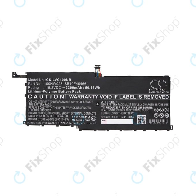 Batteria per Lenovo X1, 00HW028, Li-Pol, 3300mAh, 15.2V, HQ