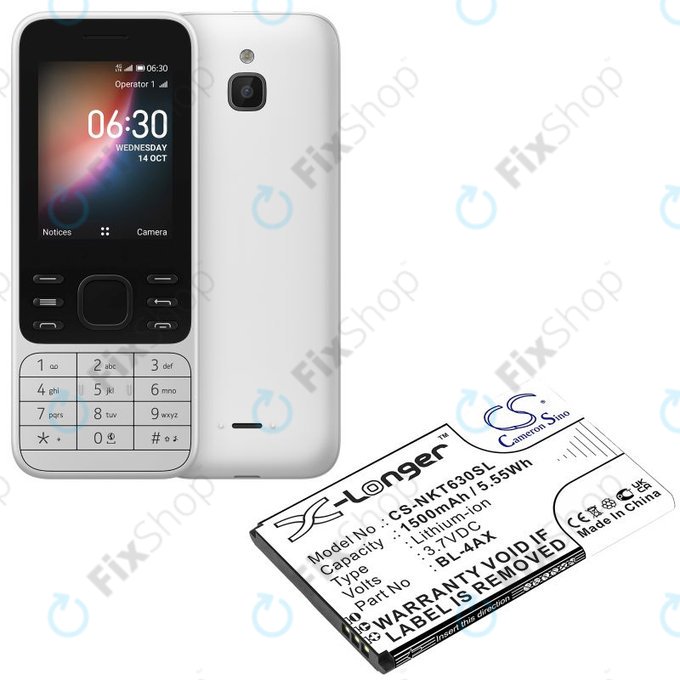 Batteria per Nokia 6300 4G, Nokia 8000 4G, BL-4AX, Li-Ion, 3.7V, 1500mAh, HQ