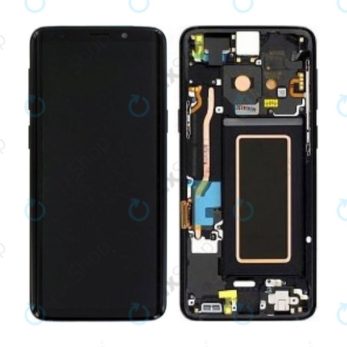Schermo per Samsung S9 G960F, Midnight Black, Vetro touch con cornice, GH97-21696A, GH97-21697A, GH97-21724A, Genuine Service Pack