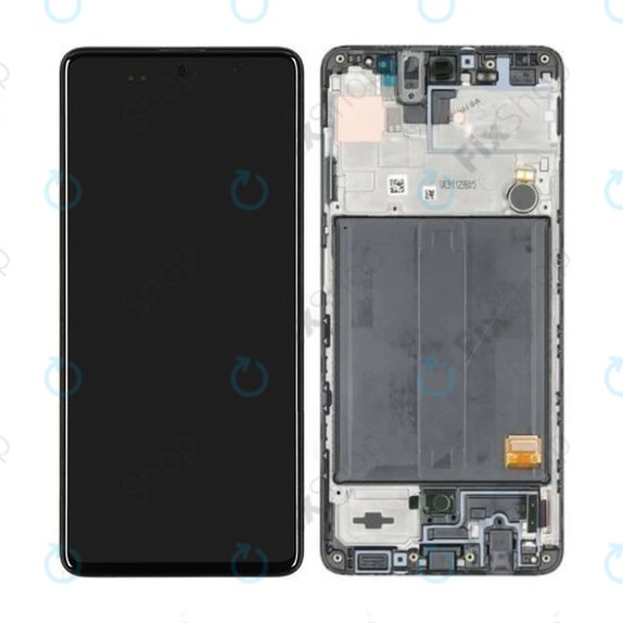 Schermo per Samsung A51 A515F, Prism Crush Black, Vetro touch con cornice, GH82-21669A, GH82-21680A, GH82-22083A, GH82-22084A, Genuine Service Pack