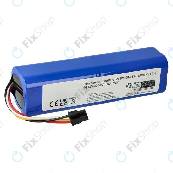 Batteria per Xiaomi Dreame L10s Pro, Ultra, L20 Ultra, Mi Robot Vacuum Mop 2 Ultra, Roidmi EVE Max, P2008-4S2P-mmBK, Li-Ion, 6400mAh, 14.4V