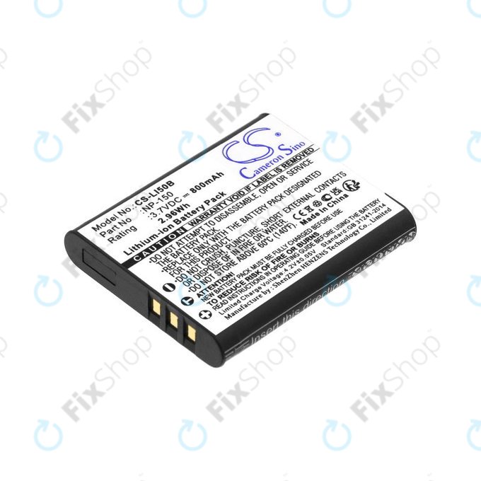 Batteria per Olympus MJU, Casio Exilim, Kodak PIXPRO, NP-150, Li-Ion, 800mAh, 3.7V, HQ