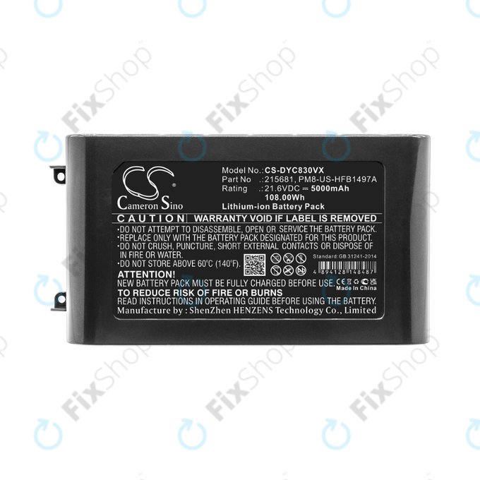 Batteria per Dyson V8, 215681, PM8-US-HFB1497A, Li-Ion, 5000mAh, 21.6V, HQ