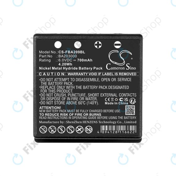 Batteria per HBC Radiomatic Eco, BA209060, Ni-MH, 700mAh, 6V, HQ