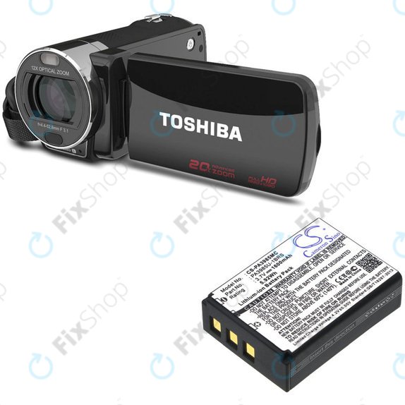 Batteria per Toshiba Camileo X200, X400, PA3985, Li-Ion, 1600mAh, 3.7V, HQ