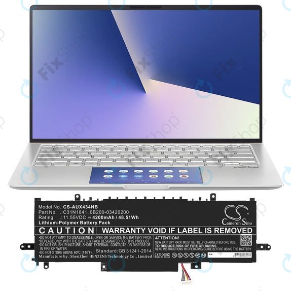 Batteria per Asus ZenBook 14, Flip 14, C31N1841, Li-Pol, 4200mAh, 11.55V, HQ