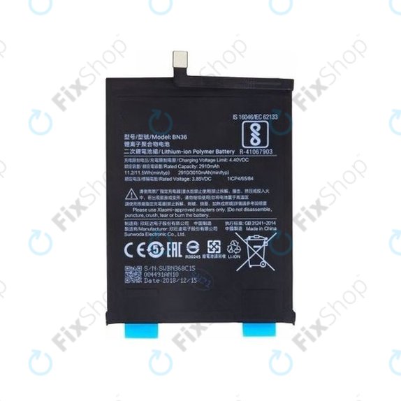 Batteria per Xiaomi Mi A2 (Mi 6X), BN36, 3010mAh