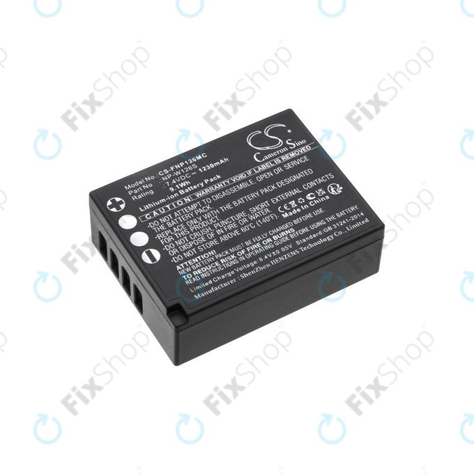 Batteria per Fujifilm Finepix Hs30, X-T30, NP-W126S, Li-Ion, 1230mAh, 7.4V, HQ