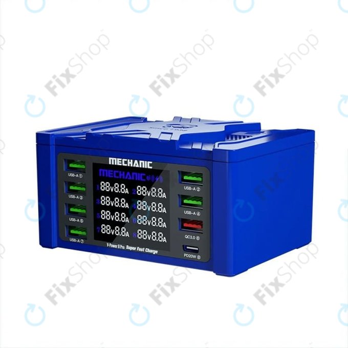 Stazione di ricarica USB con USB-C e USB 3.0, Mechanic V-Power 8 Pro