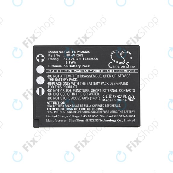 Batteria per Fujifilm Finepix Hs30, X-T30, NP-W126S, Li-Ion, 1230mAh, 7.4V, HQ